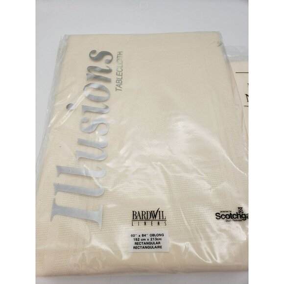 Bardwill Linens Illusions Ivory Tablecloth 8 Napkins 60" x 84" Oblong Scotchgard - Picture 2 of 6